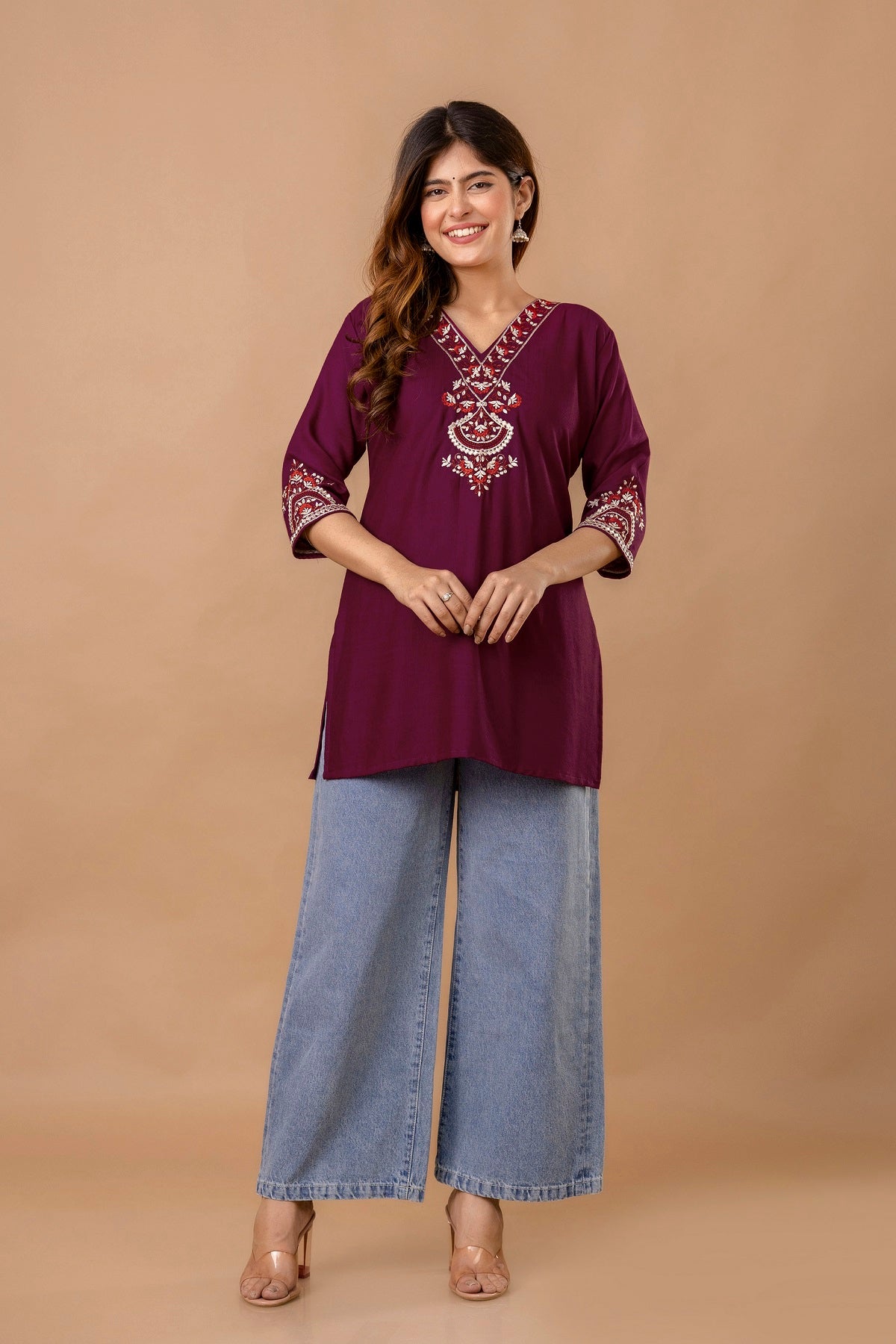 Yellow Embroidered Ethnic Top