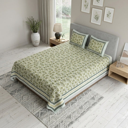 King Size 100% Cotton Double Bedsheet with 2 Pillow Covers