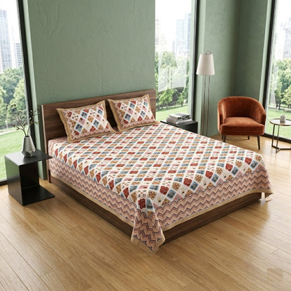 King Size 100% Cotton Double Bedsheet with 2 Pillow Covers