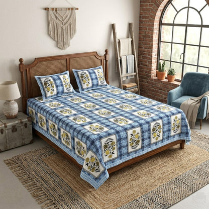 King Size 100% Cotton Double Bedsheet with 2 Pillow Covers