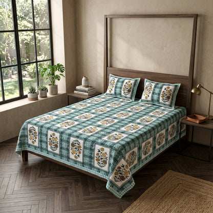 King Size 100% Cotton Double Bedsheet with 2 Pillow Covers