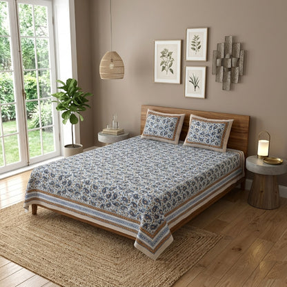 King Size 100% Cotton Double Bedsheet with 2 Pillow Covers