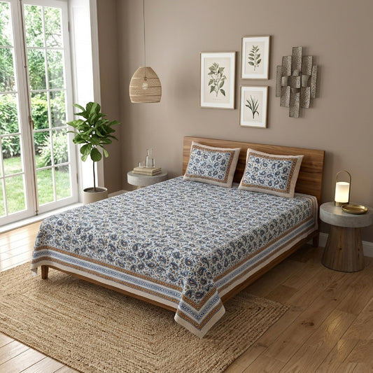King Size 100% Cotton Double Bedsheet with 2 Pillow Covers