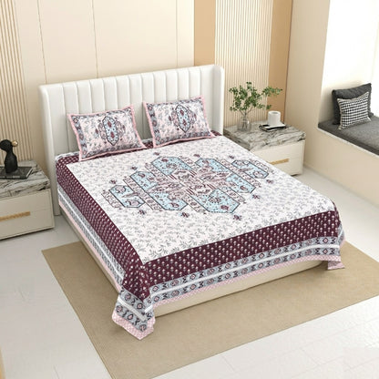 King Size 100% Cotton Double Bedsheet with 2 Pillow Covers
