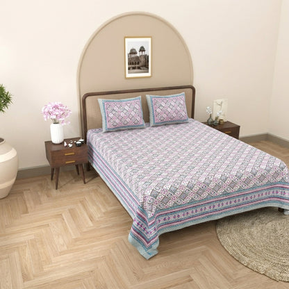 King Size 100% Cotton Double Bedsheet with 2 Pillow Covers