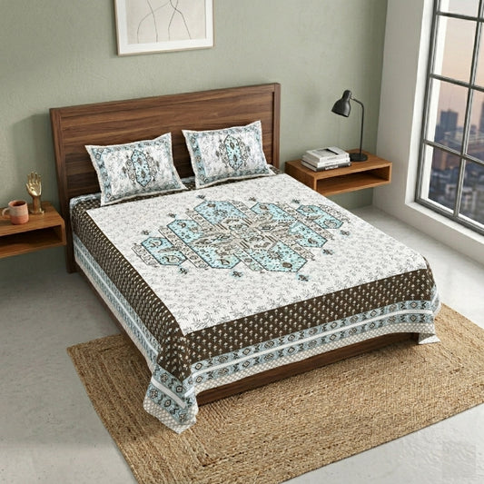 King Size 100% Cotton Double Bedsheet with 2 Pillow Covers