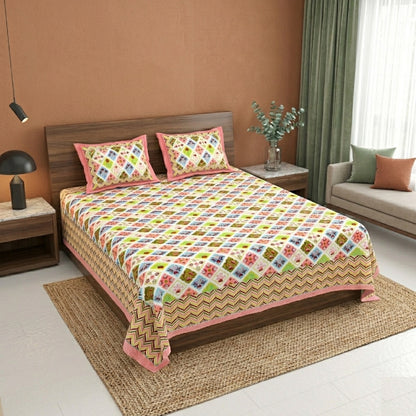 King Size 100% Cotton Double Bedsheet with 2 Pillow Covers