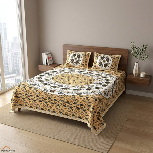 King Size 100% Cotton Double Bedsheet with 2 Pillow Covers