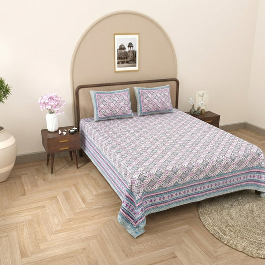 King Size 100% Cotton Double Bedsheet with 2 Pillow Covers