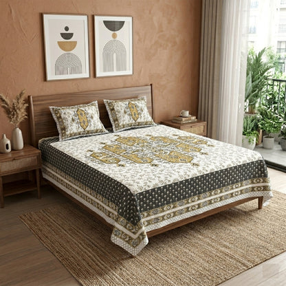 King Size 100% Cotton Double Bedsheet with 2 Pillow Covers