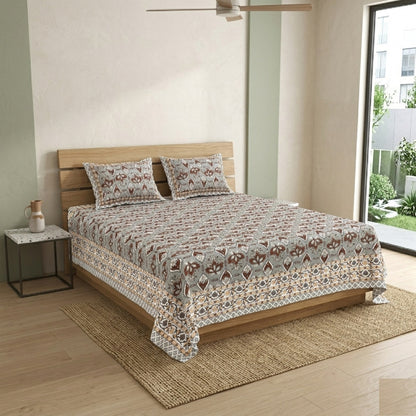 King Size 100% Cotton Double Bedsheet with 2 Pillow Covers