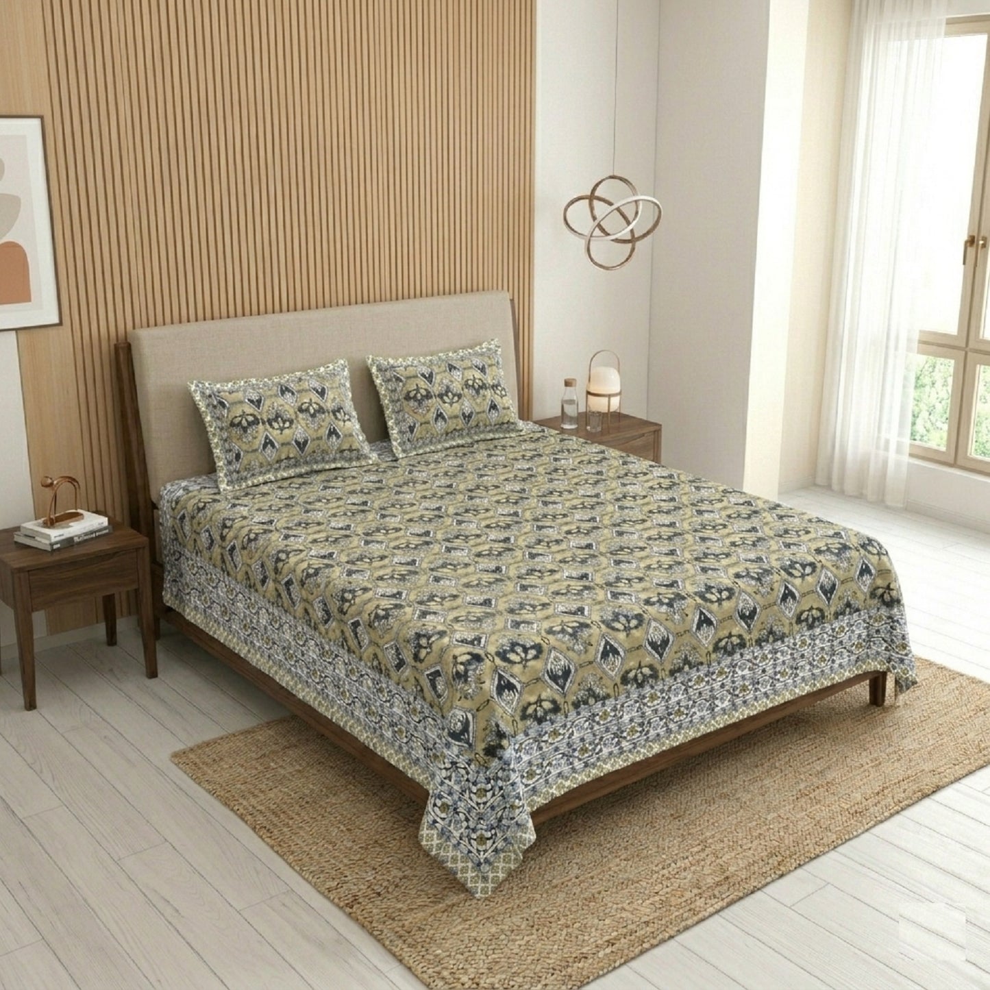 King Size 100% Cotton Double Bedsheet with 2 Pillow Covers