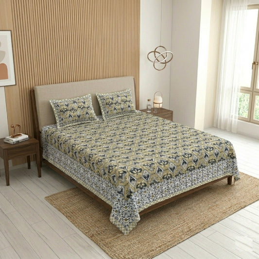 King Size 100% Cotton Double Bedsheet with 2 Pillow Covers