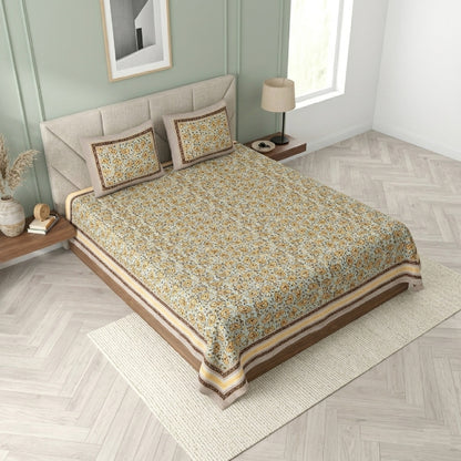 King Size 100% Cotton Double Bedsheet with 2 Pillow Covers