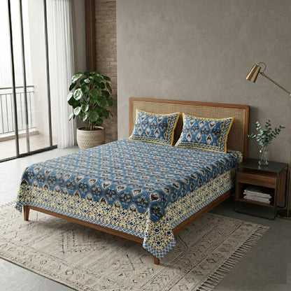 King Size 100% Cotton Double Bedsheet with 2 Pillow Covers