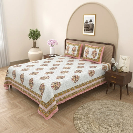 King Size 100% Cotton Double Bedsheet with 2 Pillow Covers