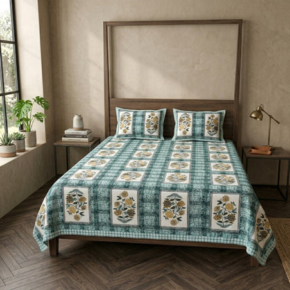 King Size 100% Cotton Double Bedsheet with 2 Pillow Covers