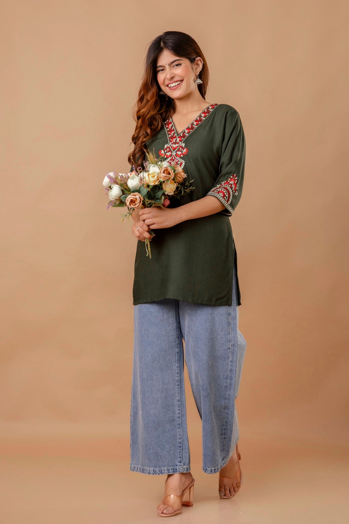 Yellow Embroidered Ethnic Top