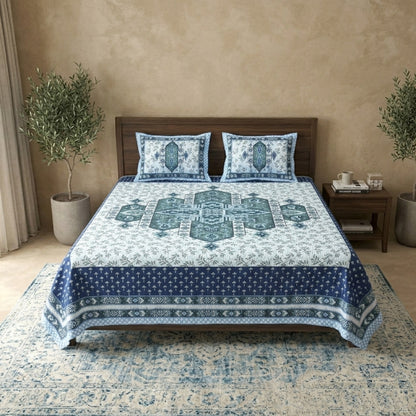 King Size 100% Cotton Double Bedsheet with 2 Pillow Covers