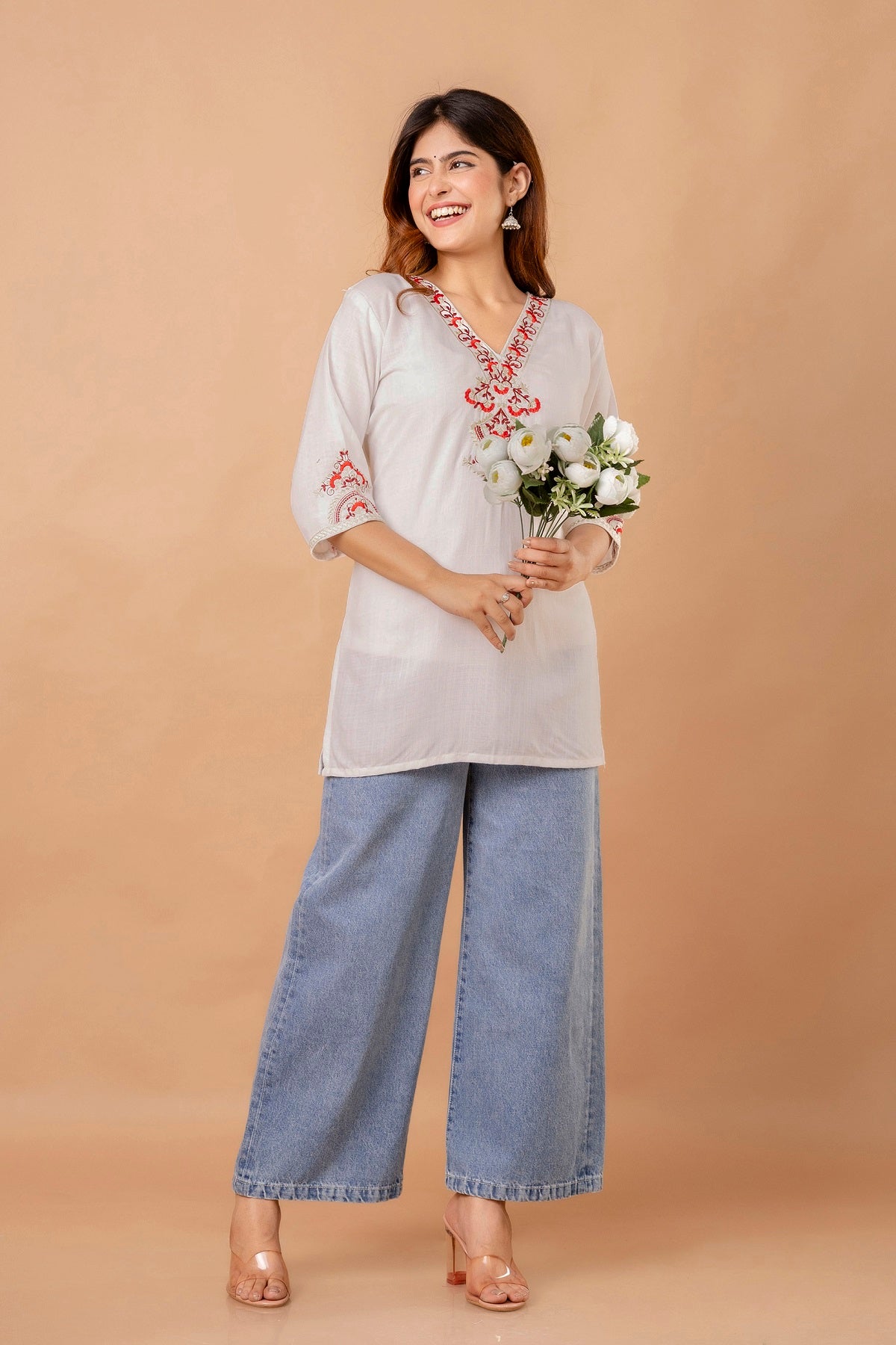 Yellow Embroidered Ethnic Top