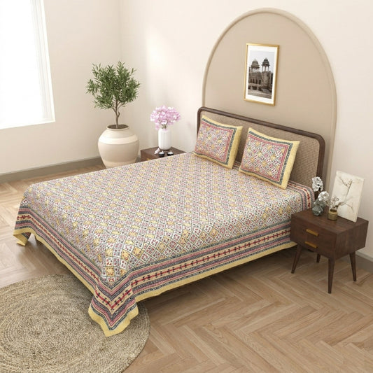 King Size 100% Cotton Double Bedsheet with 2 Pillow Covers