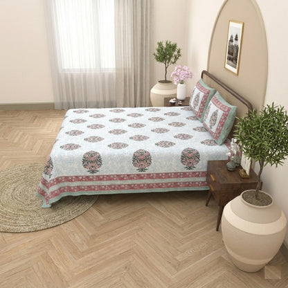 King Size 100% Cotton Double Bedsheet with 2 Pillow Covers