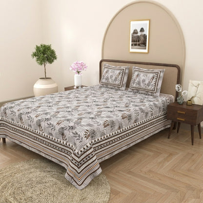 King Size 100% Cotton Double Bedsheet with 2 Pillow Covers
