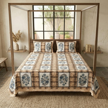 King Size 100% Cotton Double Bedsheet with 2 Pillow Covers