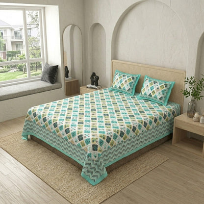 King Size 100% Cotton Double Bedsheet with 2 Pillow Covers