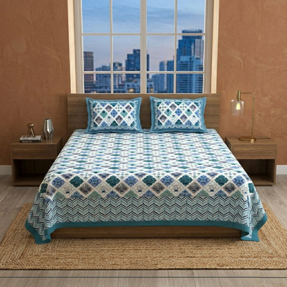 King Size 100% Cotton Double Bedsheet with 2 Pillow Covers