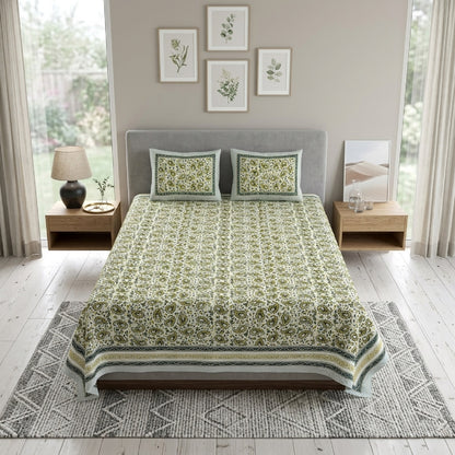 King Size 100% Cotton Double Bedsheet with 2 Pillow Covers