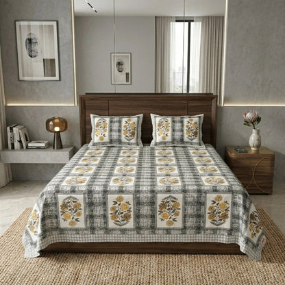 King Size 100% Cotton Double Bedsheet with 2 Pillow Covers