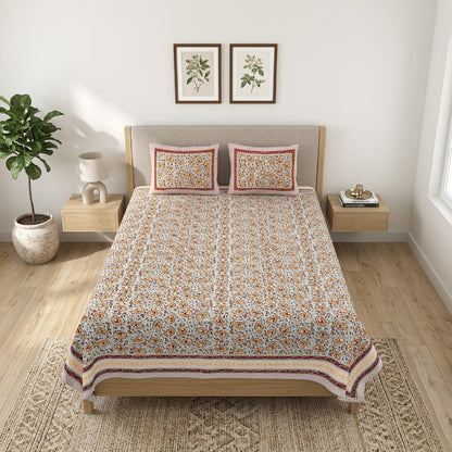 King Size 100% Cotton Double Bedsheet with 2 Pillow Covers