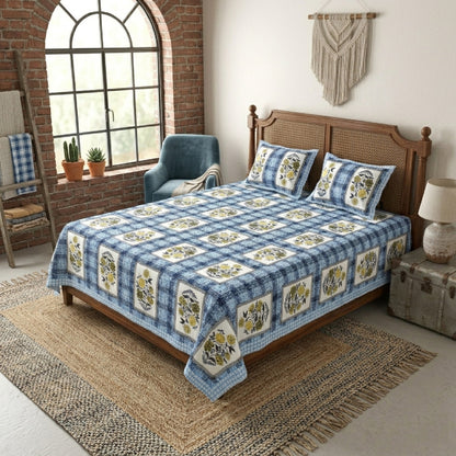 King Size 100% Cotton Double Bedsheet with 2 Pillow Covers
