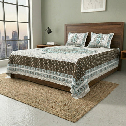 King Size 100% Cotton Double Bedsheet with 2 Pillow Covers