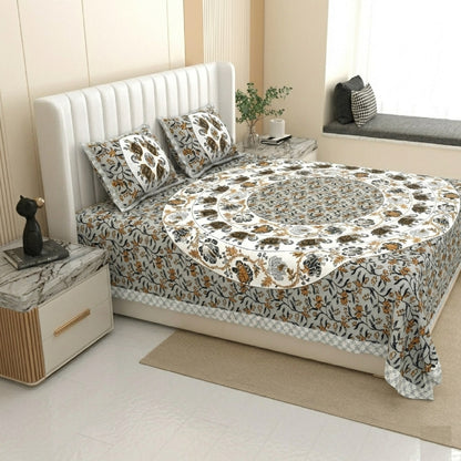 King Size 100% Cotton Double Bedsheet with 2 Pillow Covers