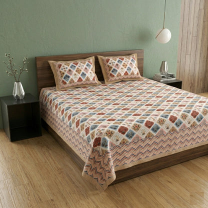 King Size 100% Cotton Double Bedsheet with 2 Pillow Covers