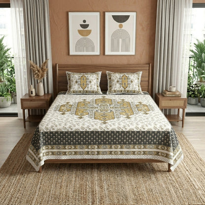 King Size 100% Cotton Double Bedsheet with 2 Pillow Covers