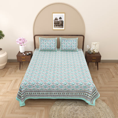 King Size 100% Cotton Double Bedsheet with 2 Pillow Covers