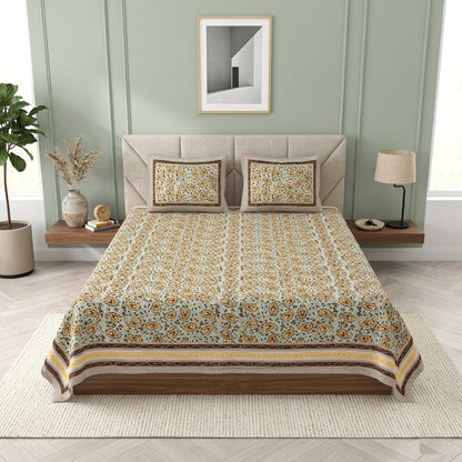 King Size 100% Cotton Double Bedsheet with 2 Pillow Covers