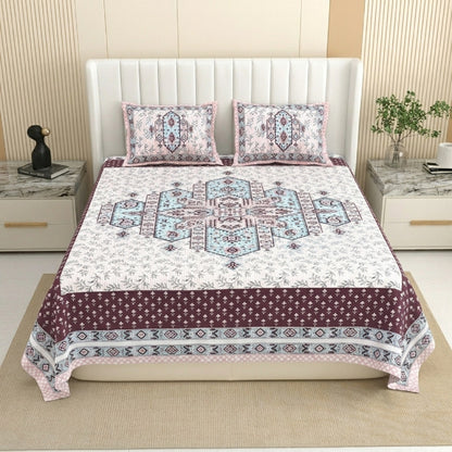 King Size 100% Cotton Double Bedsheet with 2 Pillow Covers