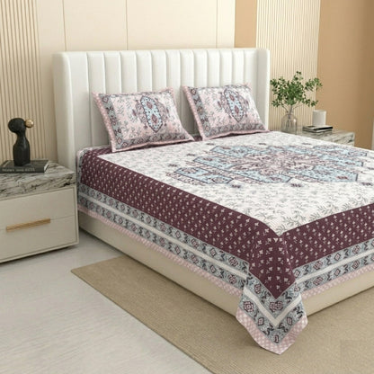 King Size 100% Cotton Double Bedsheet with 2 Pillow Covers