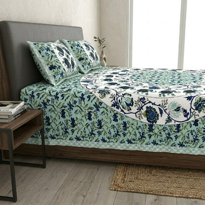 King Size 100% Cotton Double Bedsheet with 2 Pillow Covers