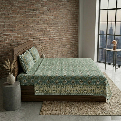 King Size 100% Cotton Double Bedsheet with 2 Pillow Covers