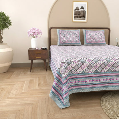 King Size 100% Cotton Double Bedsheet with 2 Pillow Covers