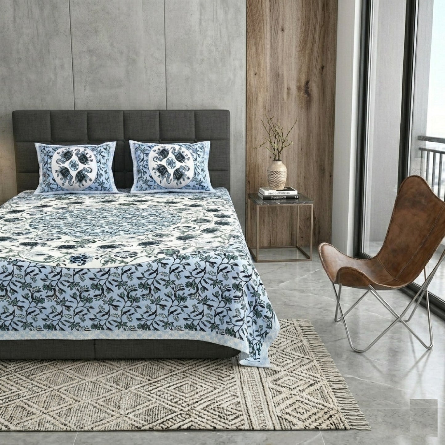 King Size 100% Cotton Double Bedsheet with 2 Pillow Covers