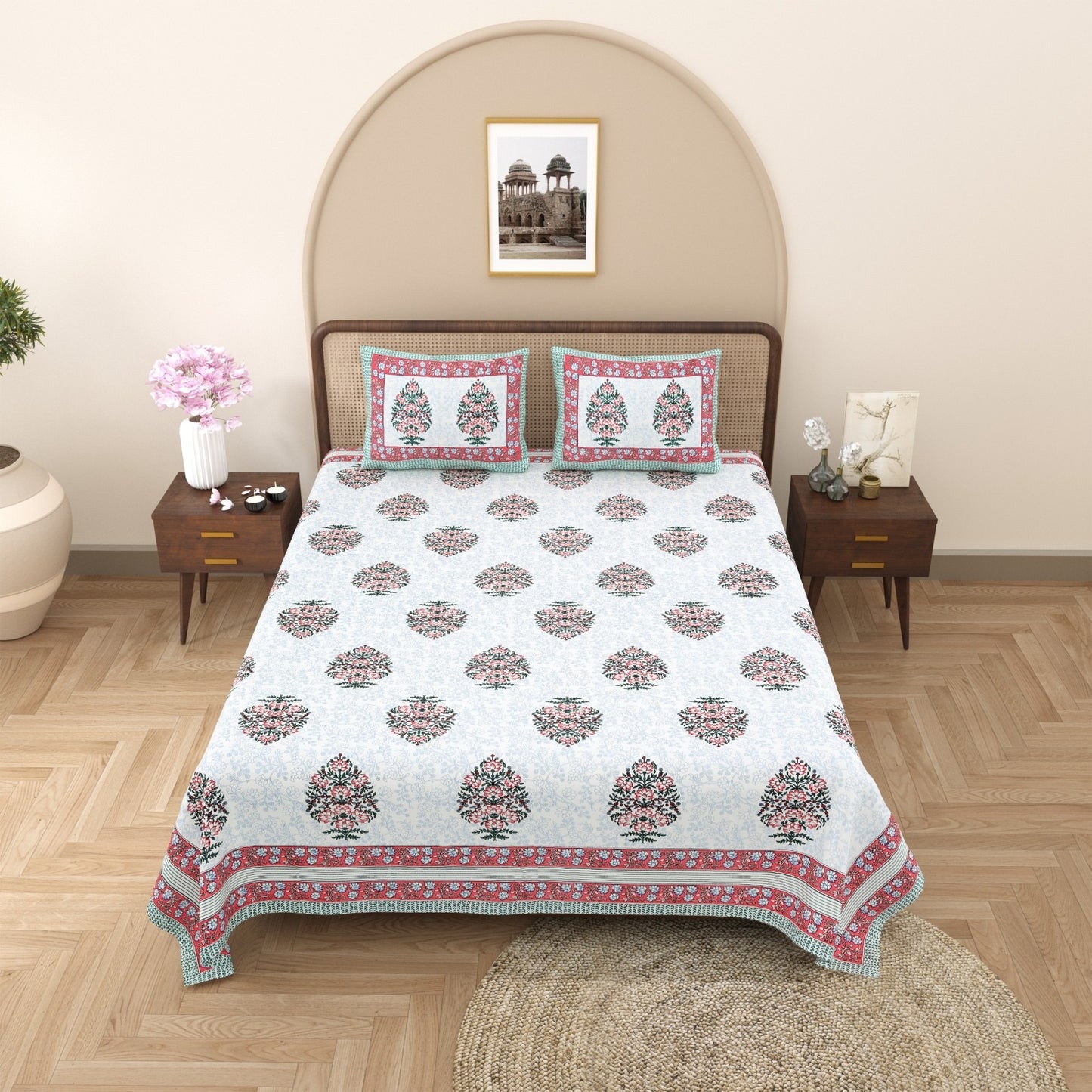 King Size 100% Cotton Double Bedsheet with 2 Pillow Covers