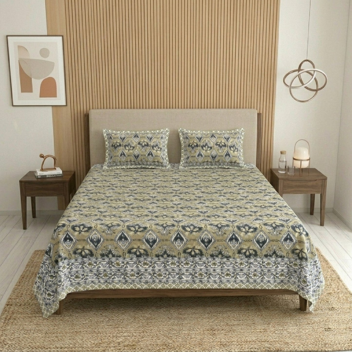 King Size 100% Cotton Double Bedsheet with 2 Pillow Covers
