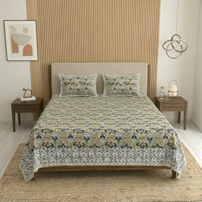 King Size 100% Cotton Double Bedsheet with 2 Pillow Covers