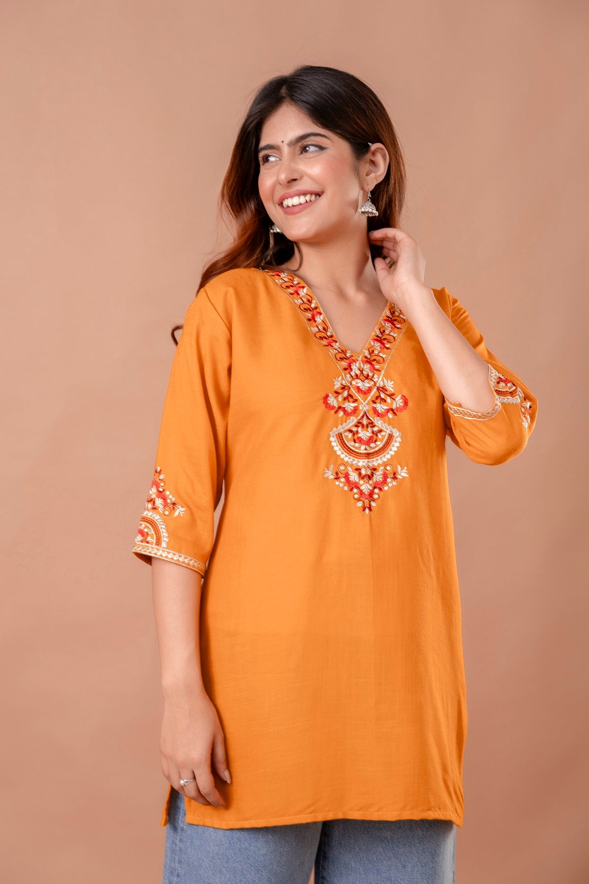 Yellow Embroidered Ethnic Top